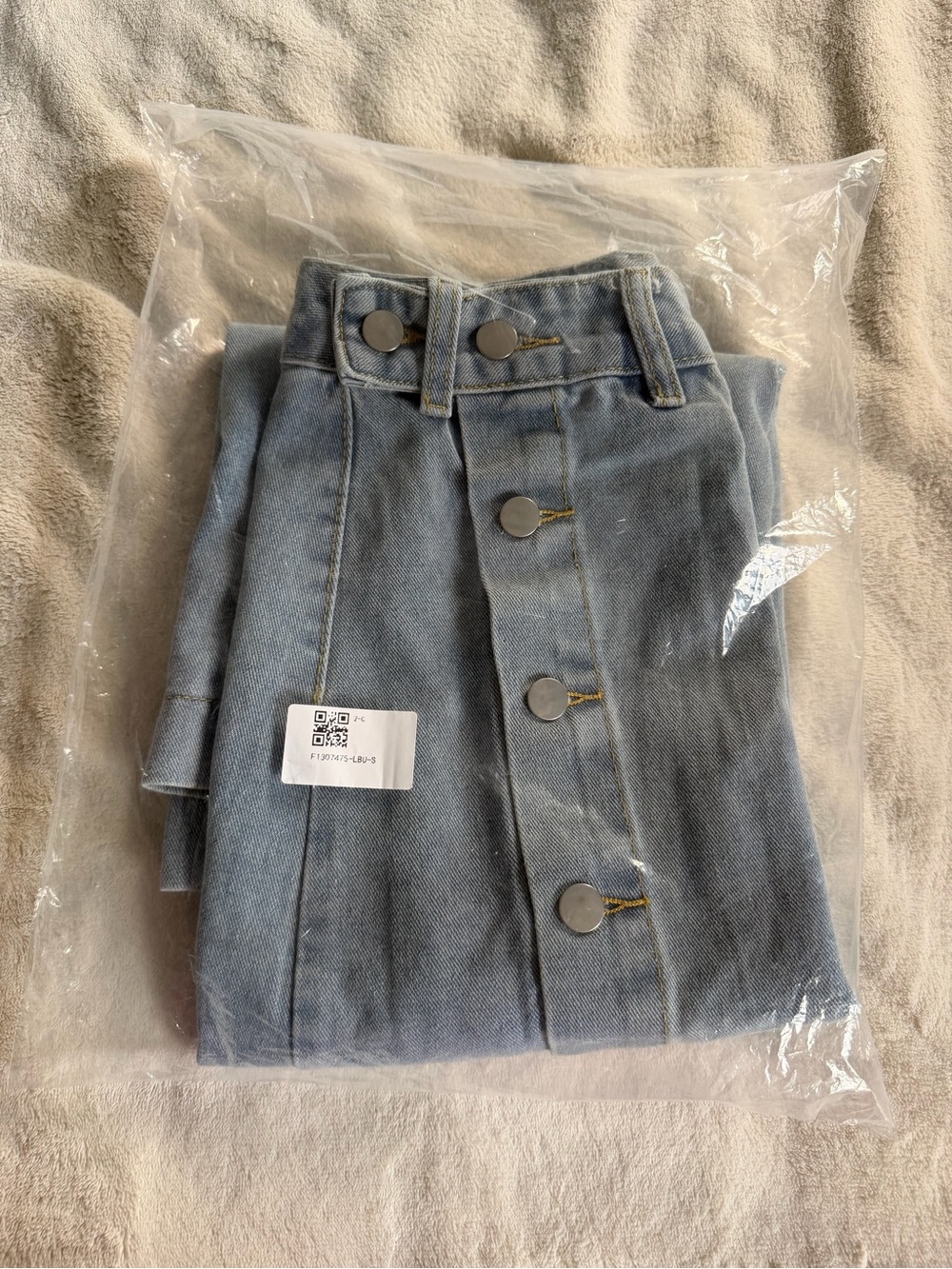 Light Blue Denim Button-Front Midi Skirt - Picture 5 of 6